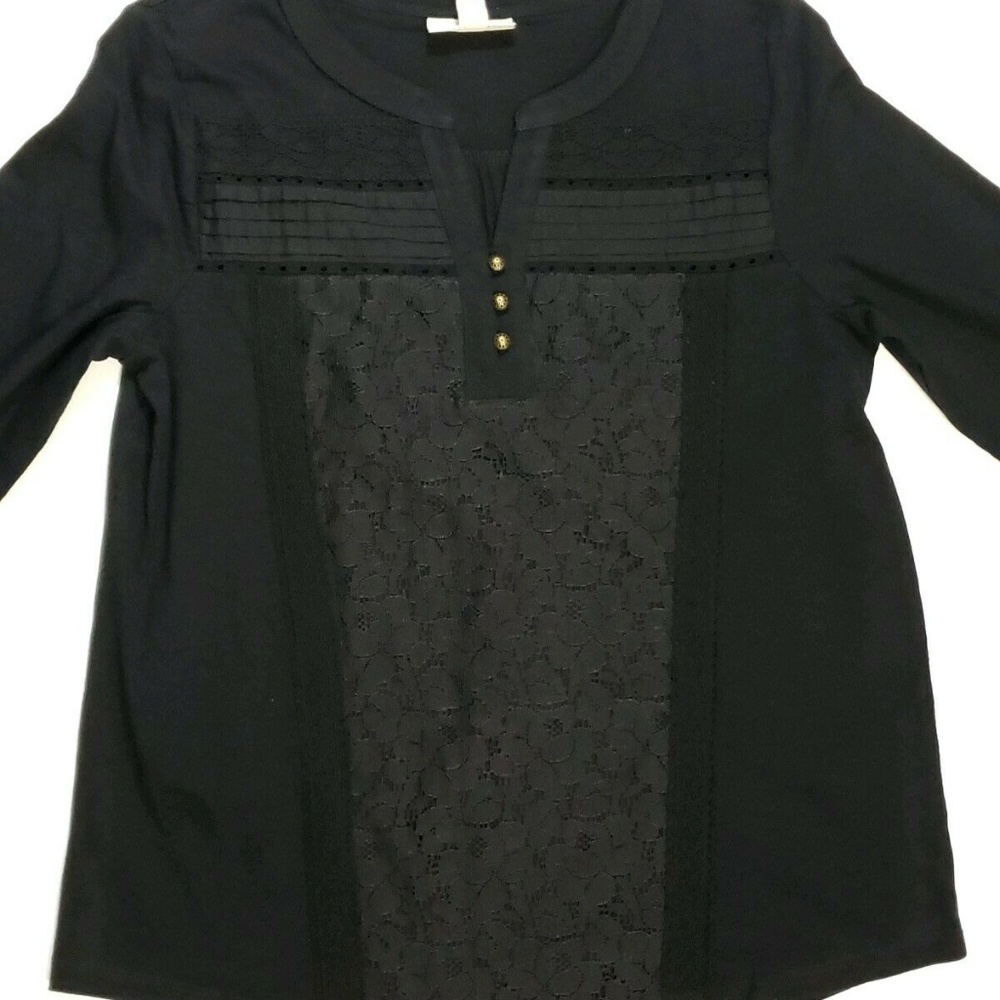 NWT Style & Co Petite PSmall Lace-Front Henley Top - Picture 2 of 8